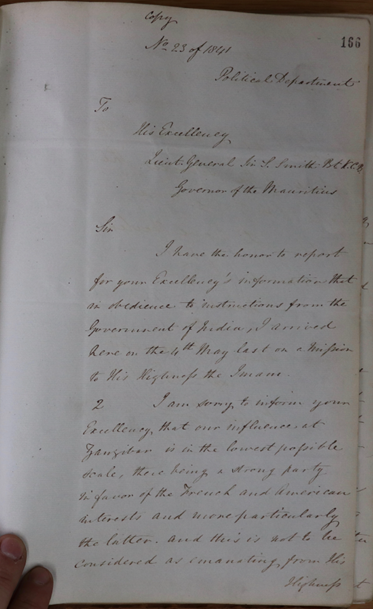 First letter from the British military officer and diplomat Atkins Hamerton on British merchants in the East