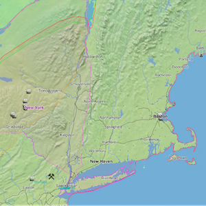 Image of a map showing the east coast of the United States 